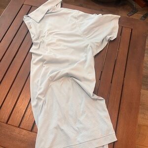 Peter Millar Featherweight Blue and White Polo